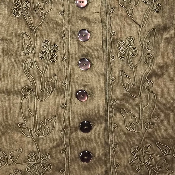 NWT Vintage Olive Embroidered Vest. size M - Picture 5 of 8